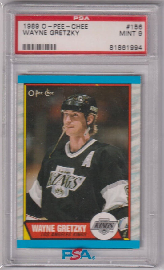 WAYNE GRETZKY 1989 - 90 O - PEE - CHEE OPC #156 PSA 9 MINT - KINGS - Columbia Hobby - Sports Card Boxes - Toploaders - Card Savers