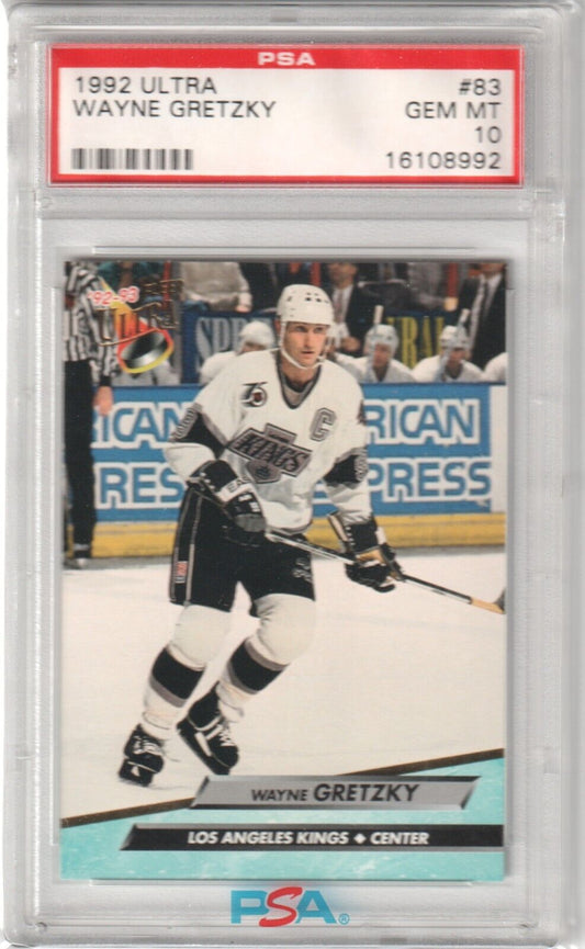WAYNE GRETZKY 1992 - 92 Fleer Ultra #83 PSA 10 GEM MINT - KINGS - Columbia Hobby - Sports Card Boxes - Toploaders - Card Savers