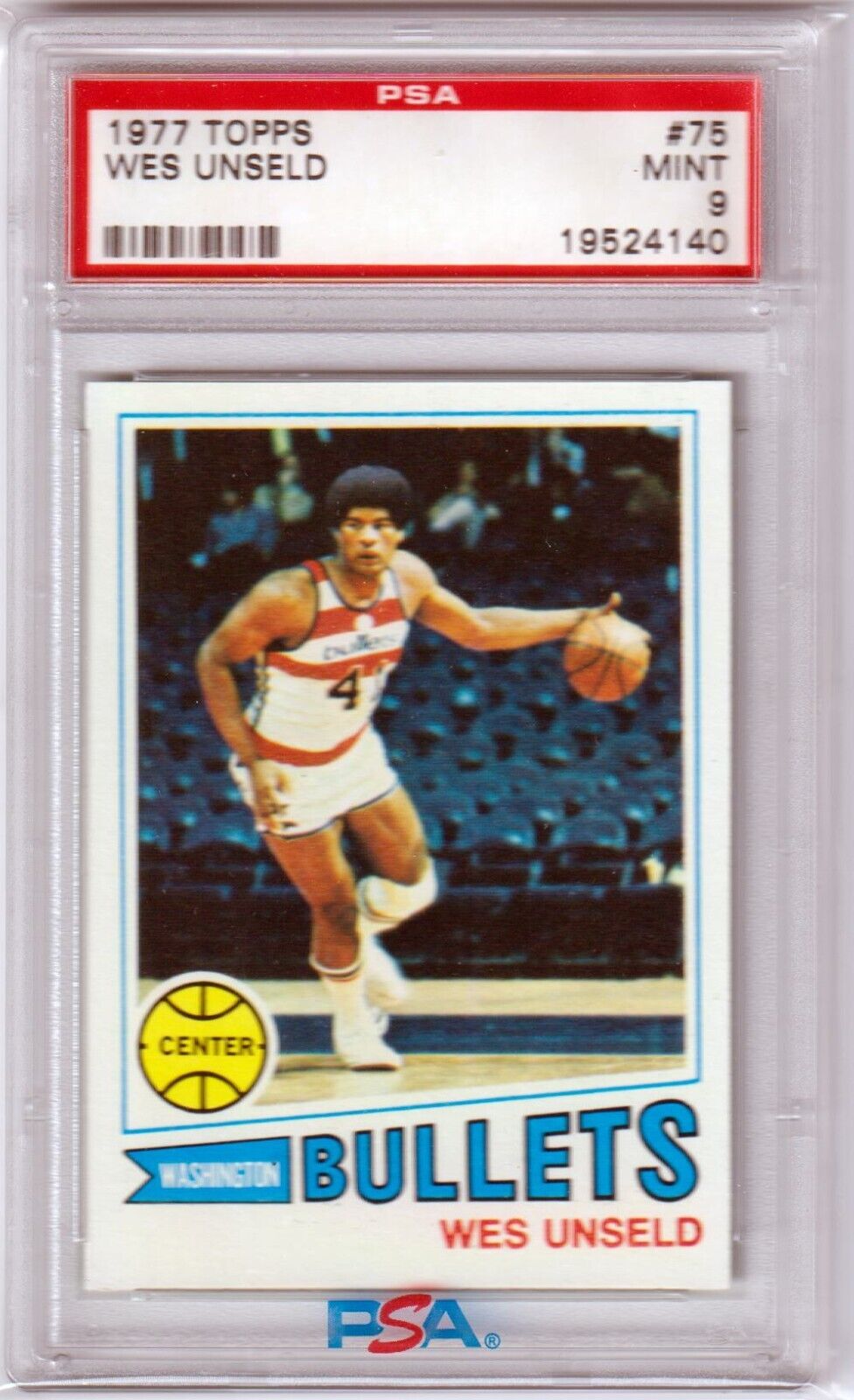 WES UNSELD 1977 - 78 Topps #75 PSA 9 MINT - BULLETS - Columbia Hobby - Sports Card Boxes - Toploaders - Card Savers