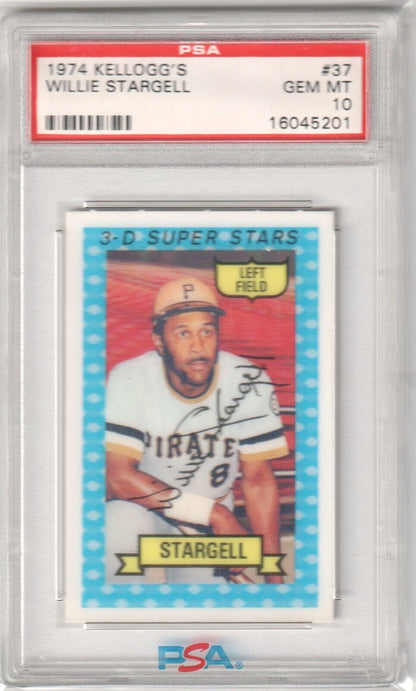WILLIE STARGELL 1974 Kellogg's 3D Super Stars #37 PSA 10 GEM MINT - PIRATES - Columbia Hobby - Sports Card Boxes - Toploaders - Card Savers