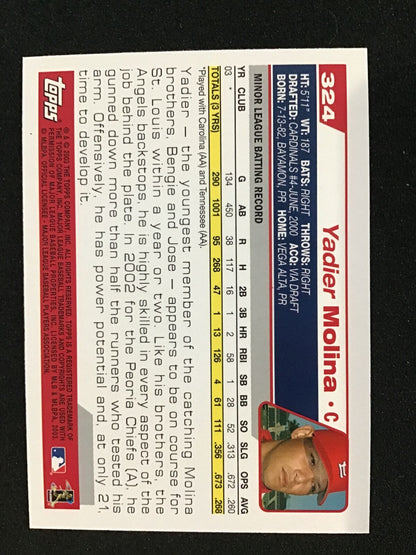 Yadier Molina 2004 Topps 324 RC Rookie - St. Louis Cardinals - Columbia Hobby - Sports Card Boxes - Toploaders - Card Savers