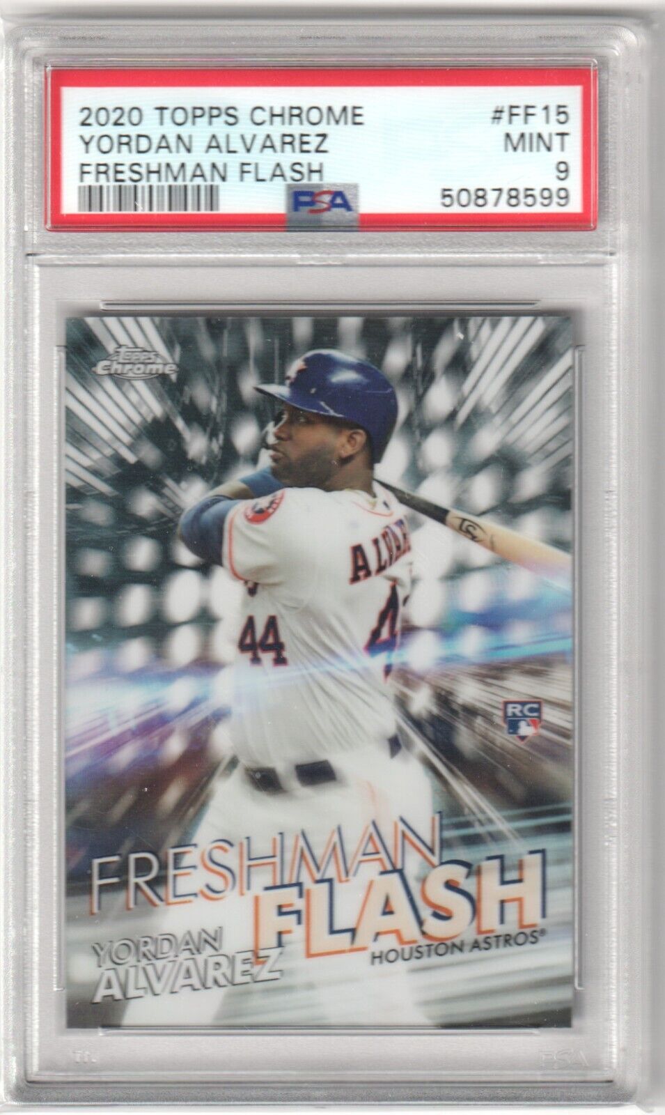 YORDAN ALVAREZ 2020 Topps Chrome RC Rookie Freshman Flash PSA 9 MINT - ASTROS - Columbia Hobby - Sports Card Boxes - Toploaders - Card Savers