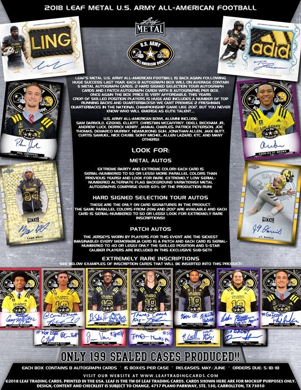2018 Leaf Metal US Army All - American Bowl Football Box - Columbia Hobby - Sports Card Boxes - Toploaders - Card Savers