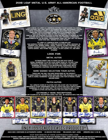 2018 Leaf Metal US Army All - American Bowl Football Box - Columbia Hobby - Sports Card Boxes - Toploaders - Card Savers