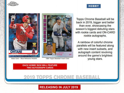 2019 Topps Chrome Baseball Hobby Box - Columbia Hobby - Sports Card Boxes - Toploaders - Card Savers