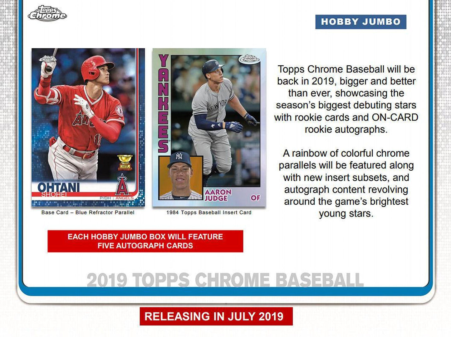 2019 Topps Chrome Baseball Jumbo Box - Columbia Hobby - Sports Card Boxes - Toploaders - Card Savers