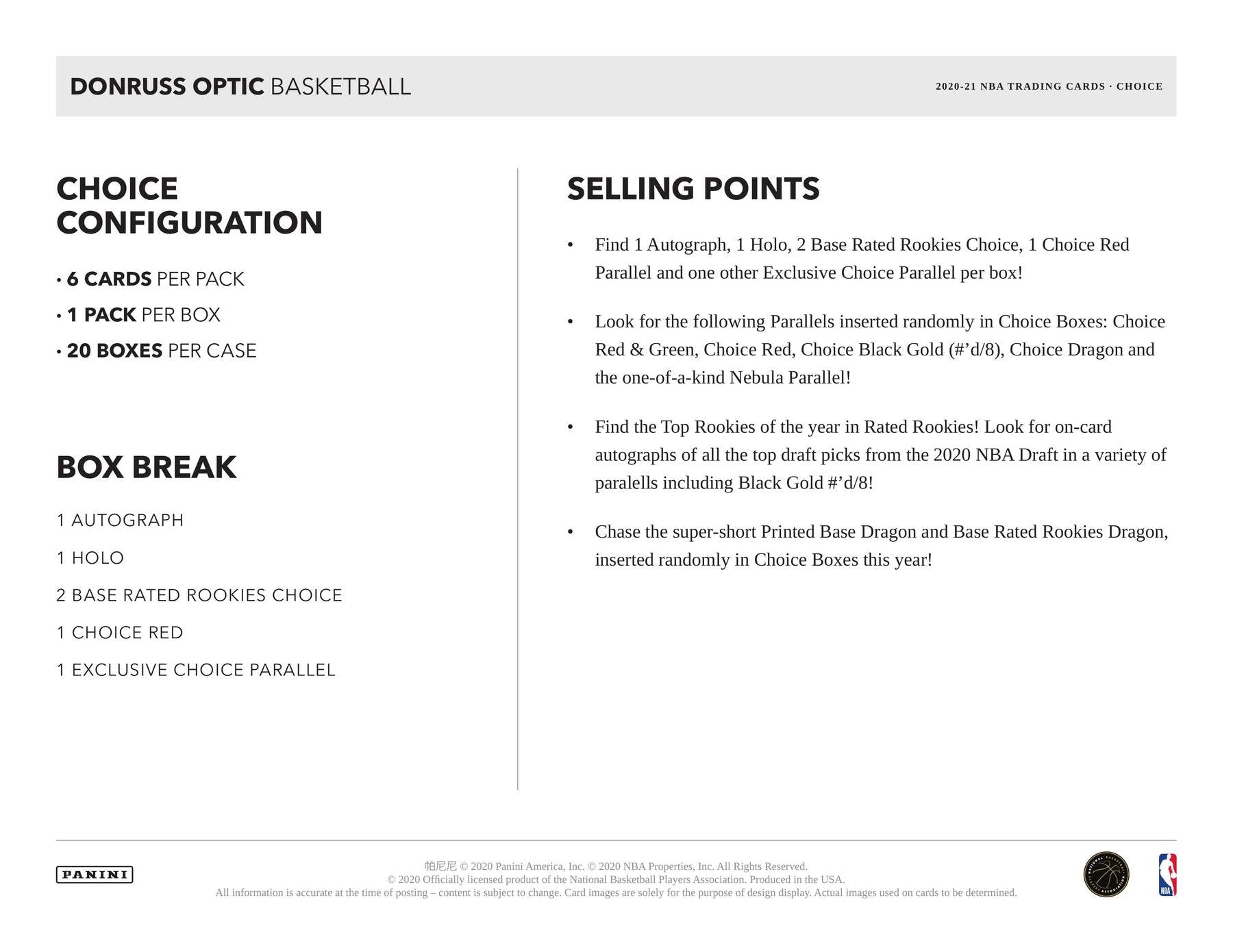 2020 - 21 Panini Donruss Optic Choice Basketball Hobby Box - Columbia Hobby - Sports Card Boxes - Toploaders - Card Savers