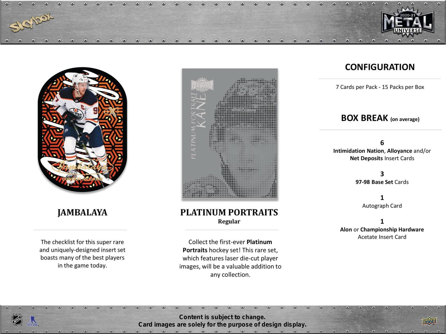 2020 - 21 Upper Deck Skybox Metal Universe Hockey Hobby Box - Columbia Hobby - Sports Card Boxes - Toploaders - Card Savers