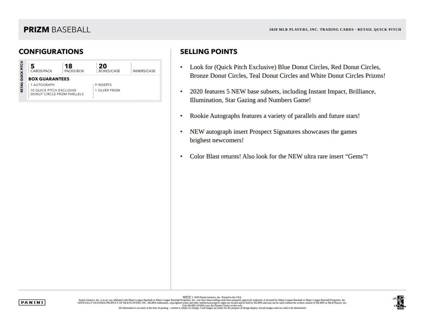 2020 Panini Prizm Quick Pitch Baseball Hobby Box - Columbia Hobby - Sports Card Boxes - Toploaders - Card Savers