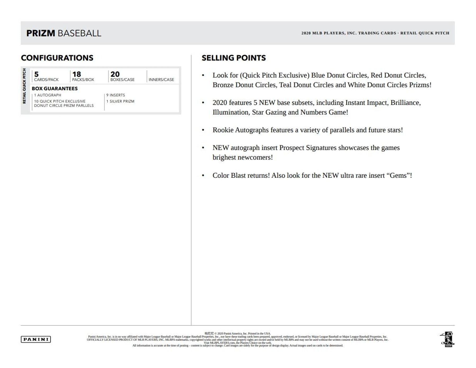 2020 Panini Prizm Quick Pitch Baseball Hobby Box - Columbia Hobby - Sports Card Boxes - Toploaders - Card Savers
