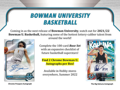 2021 - 22 Bowman University Basketball Hobby Box - Columbia Hobby - Sports Card Boxes - Toploaders - Card Savers