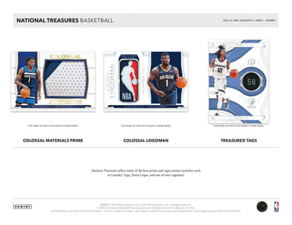 2021-22 Panini National Treasures Basketball Hobby Box - Columbia Sports Cards