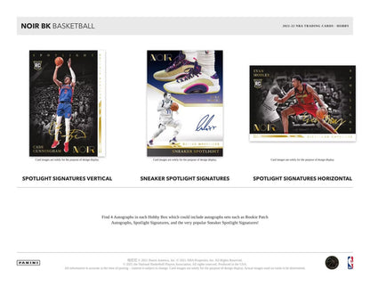 2021 - 22 Panini Noir Basketball Hobby Box - Columbia Hobby - Sports Card Boxes - Toploaders - Card Savers