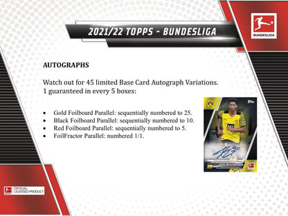 2021 - 22 Topps Bundesliga Soccer Hobby Box - Columbia Hobby - Sports Card Boxes - Toploaders - Card Savers