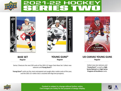 2021 - 22 Upper Deck Series 2 Hockey Retail 24 - Pack Box - Columbia Hobby - Sports Card Boxes - Toploaders - Card Savers