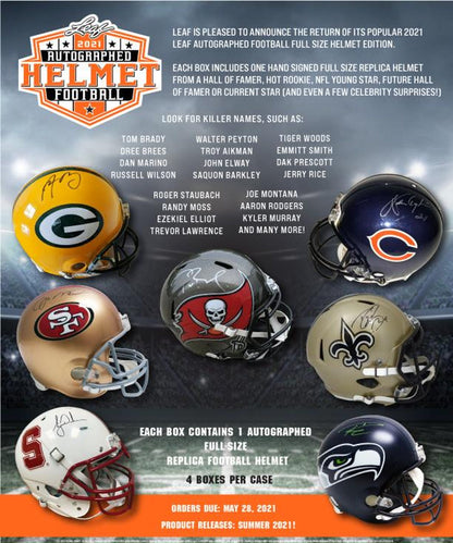 2021 Leaf Autographed Full Sized Helmet Football Box - Columbia Hobby - Sports Card Boxes - Toploaders - Card Savers