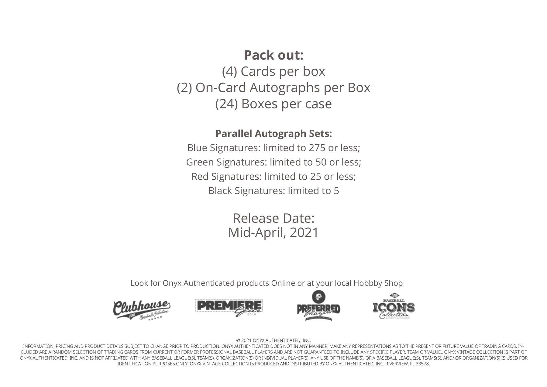 2021 Onyx Vintage Baseball Hobby Box - Columbia Hobby - Sports Card Boxes - Toploaders - Card Savers