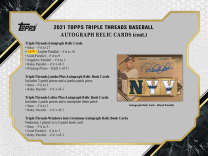 2021 Topps Triple Threads Baseball Hobby Box - Columbia Hobby - Sports Card Boxes - Toploaders - Card Savers
